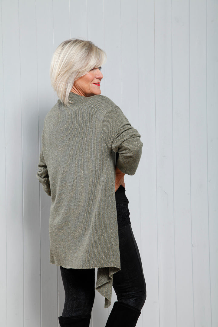 Lydia Lurex Cardigan Khaki