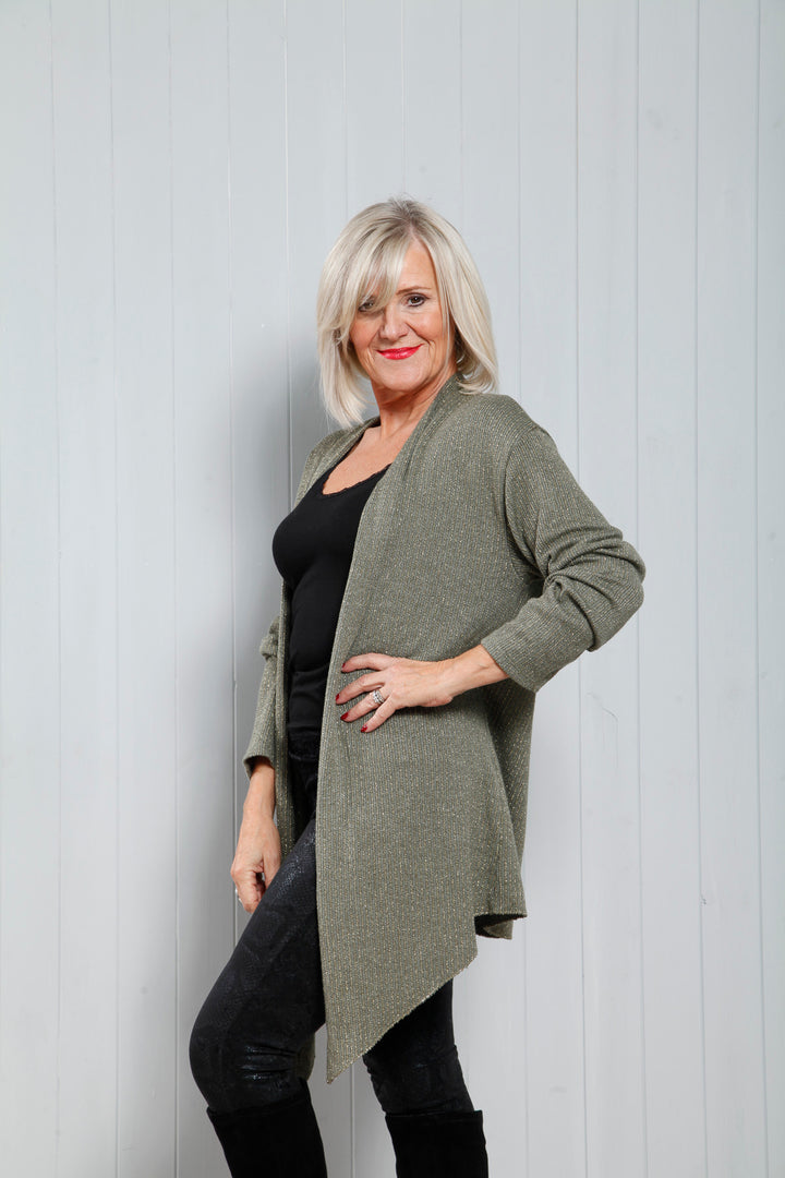Lydia Lurex Cardigan Khaki