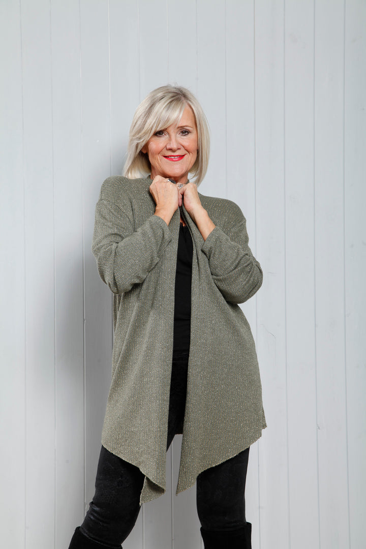 Lydia Lurex Cardigan Khaki