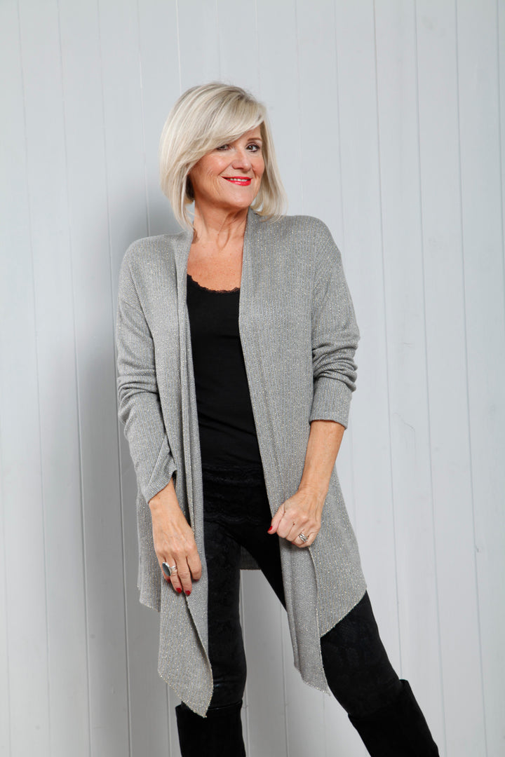 Lydia Lurex Cardigan Grey