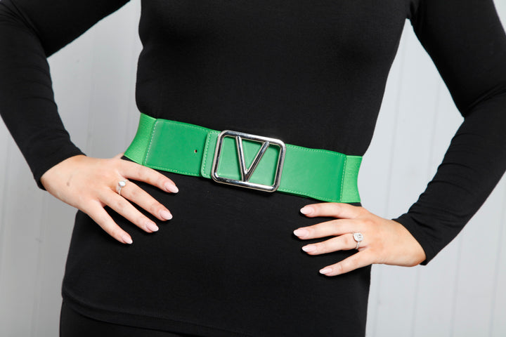 Galentino Stretch Belt Emerald/Silver