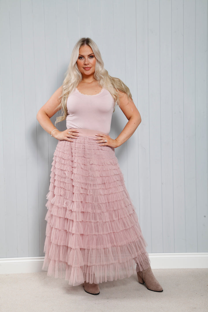 Seraphina Ruffle Skirt Dusky Pink