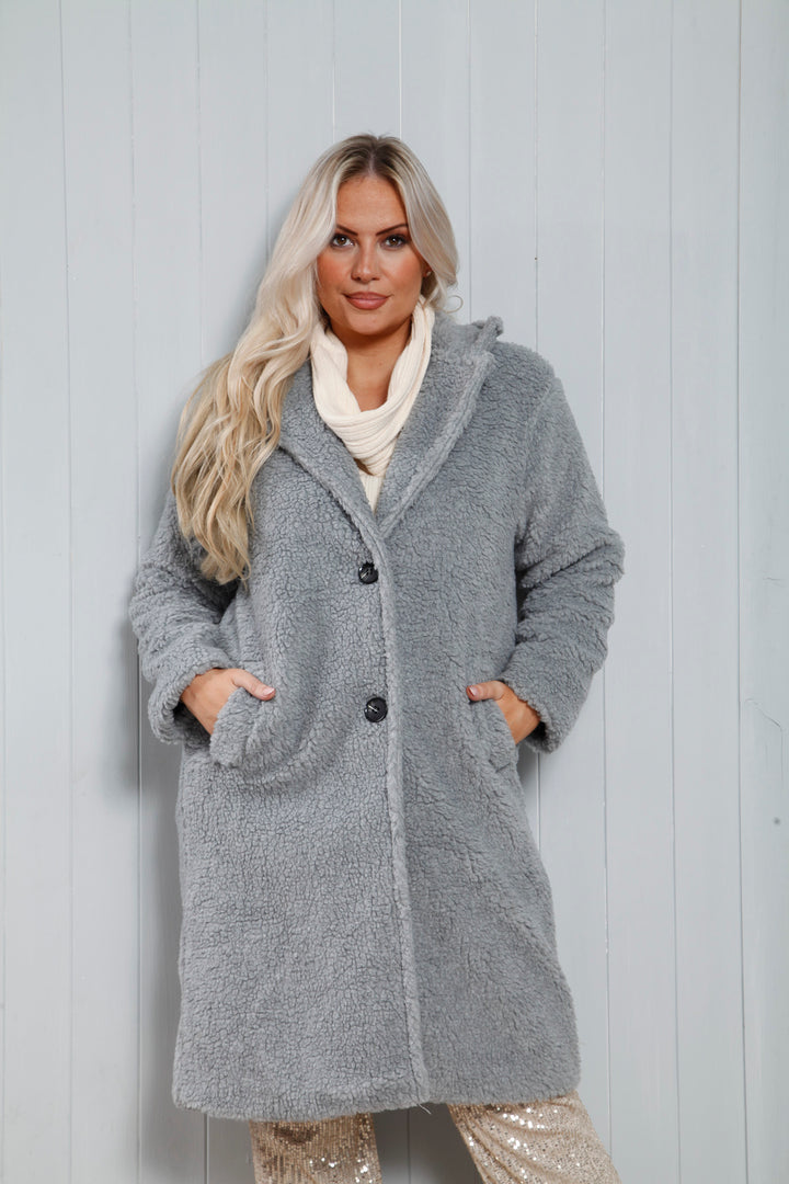 Teddy Cosy Coat Grey