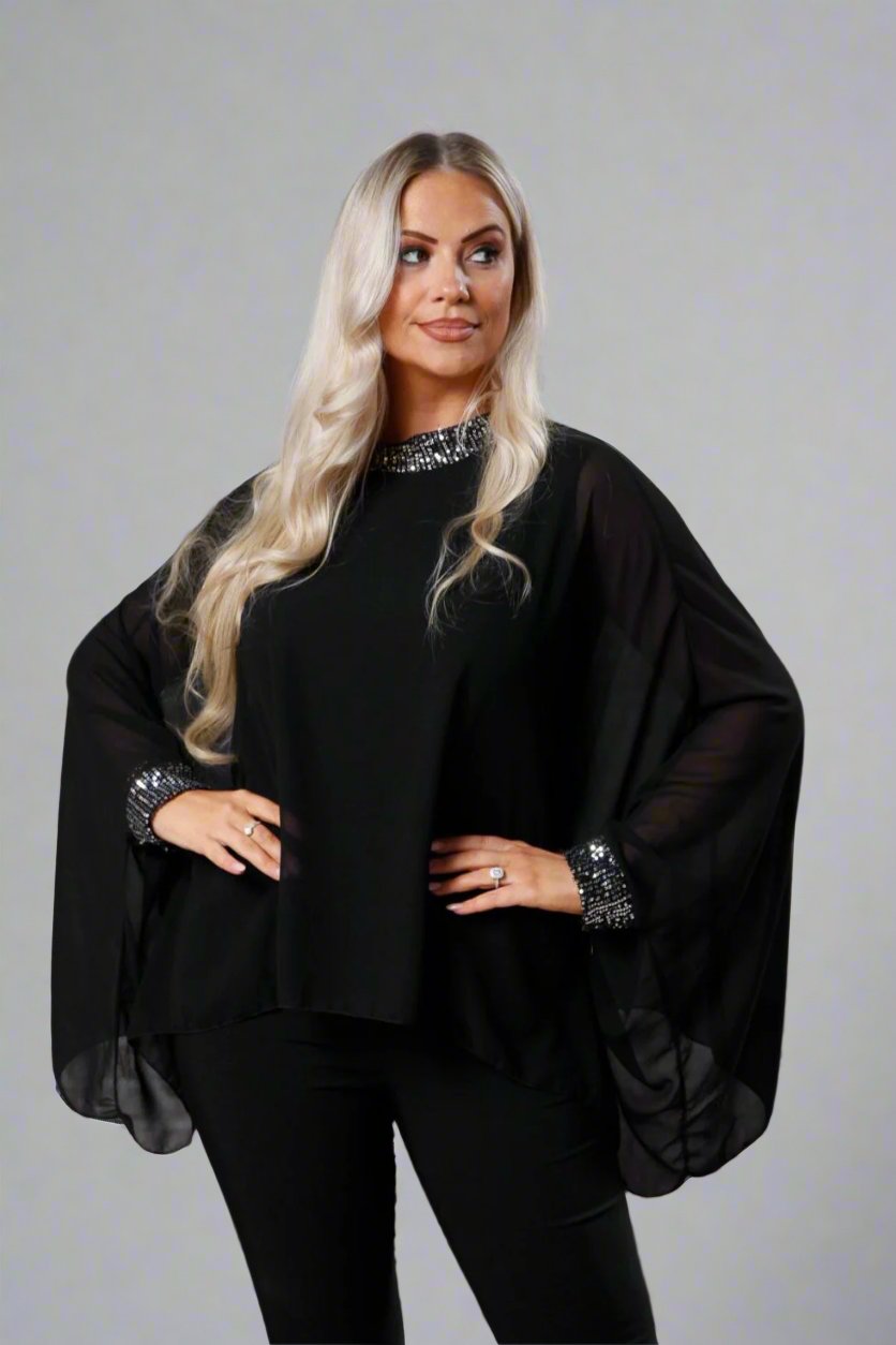 Belle Sequin Top Black