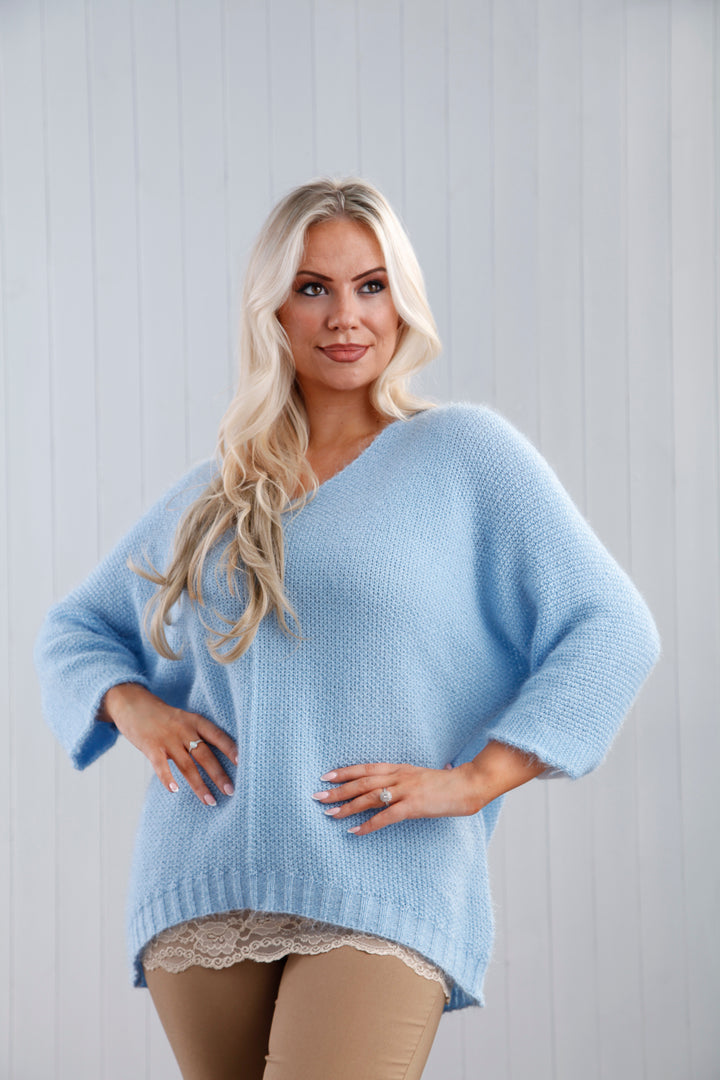 Bryony Brushed Knit Jumper Baby Blue