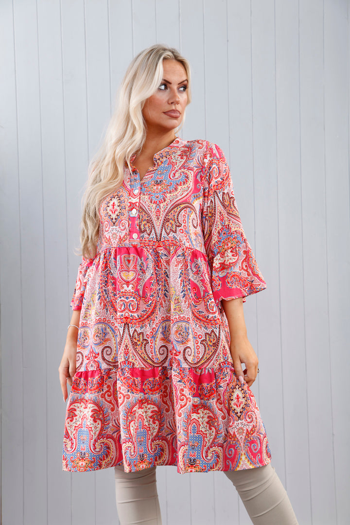 Priya Paisley Tunic Coral