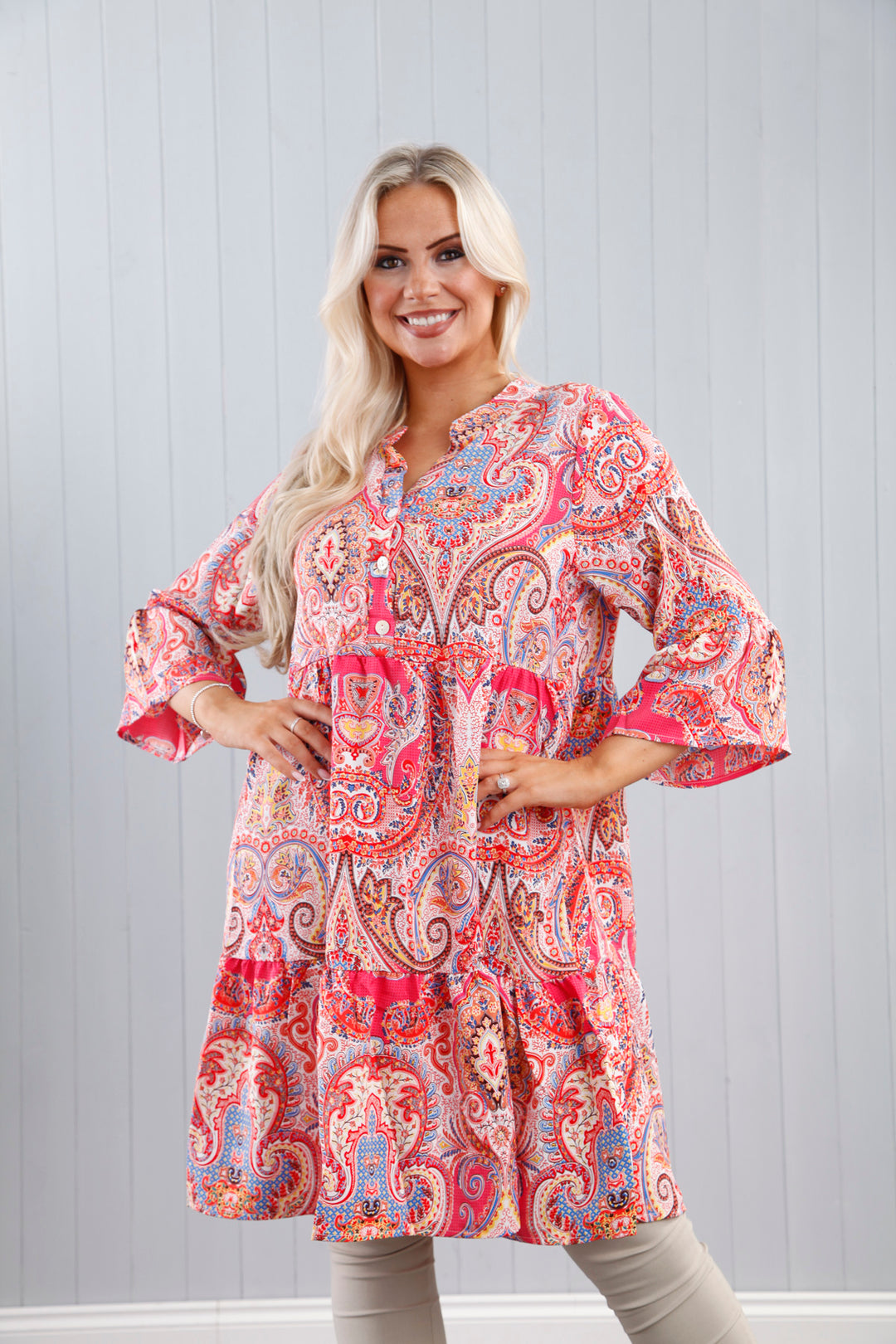 Priya Paisley Tunic Coral