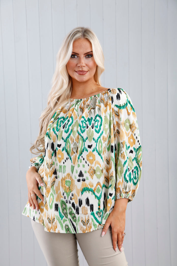 Abbie Abstract Top Spring Green