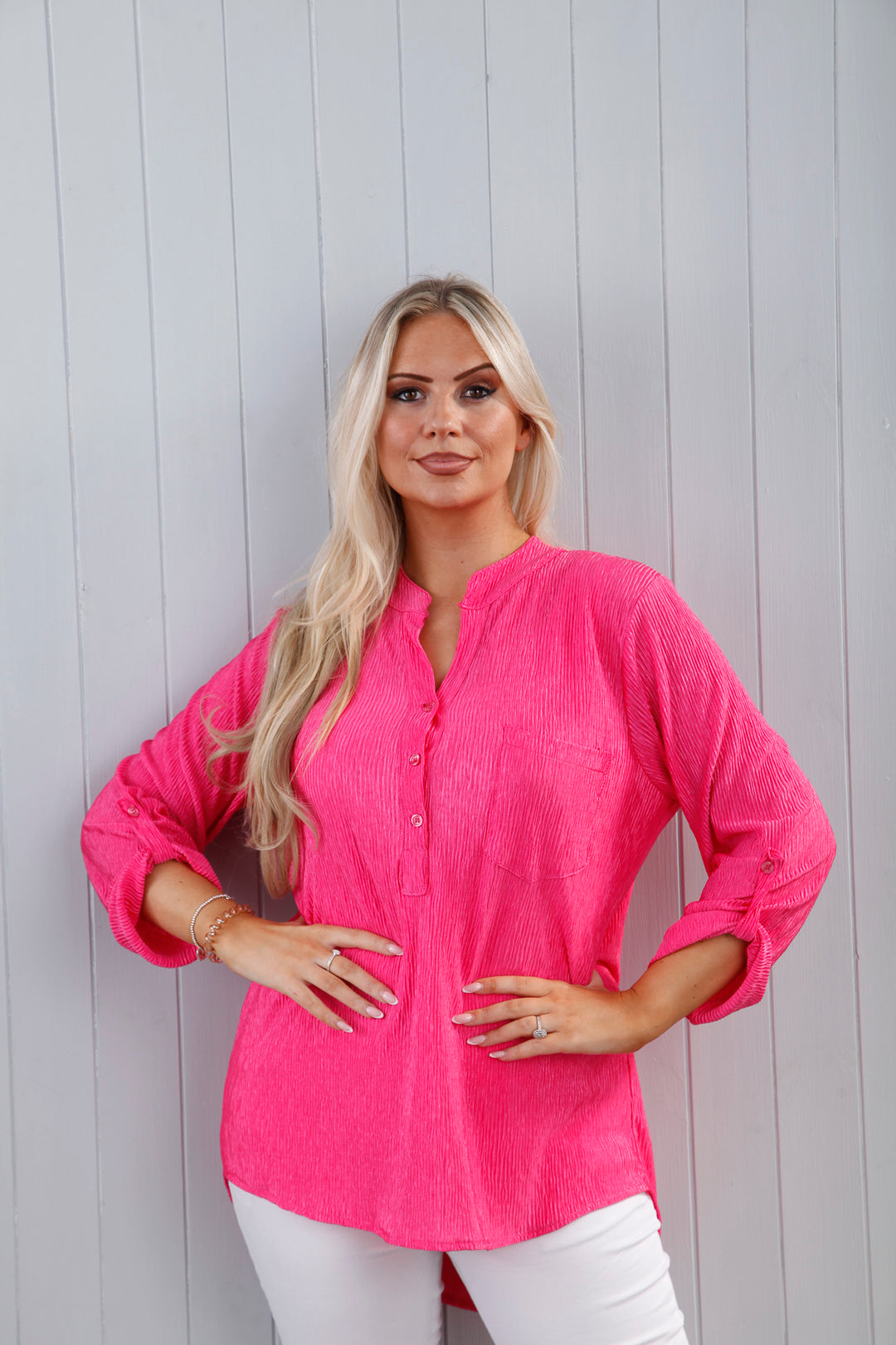 Plisse Luxe Shirt Candy Pink