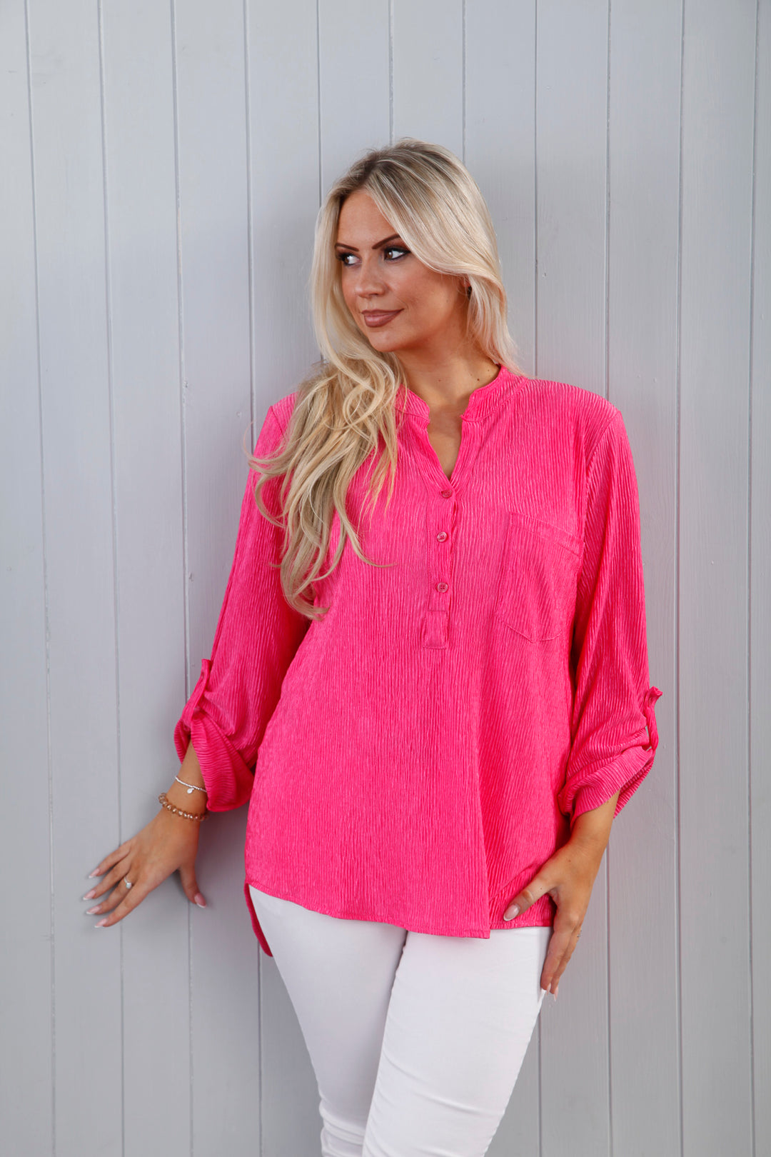 Plisse Luxe Shirt Candy Pink