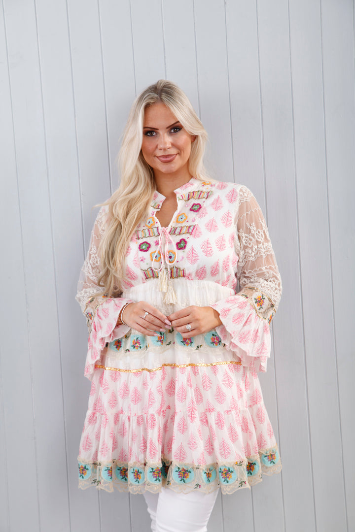 Yasmina Beaded Tunic Pink