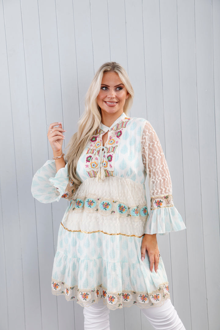 Yasmina Beaded Tunic Aqua