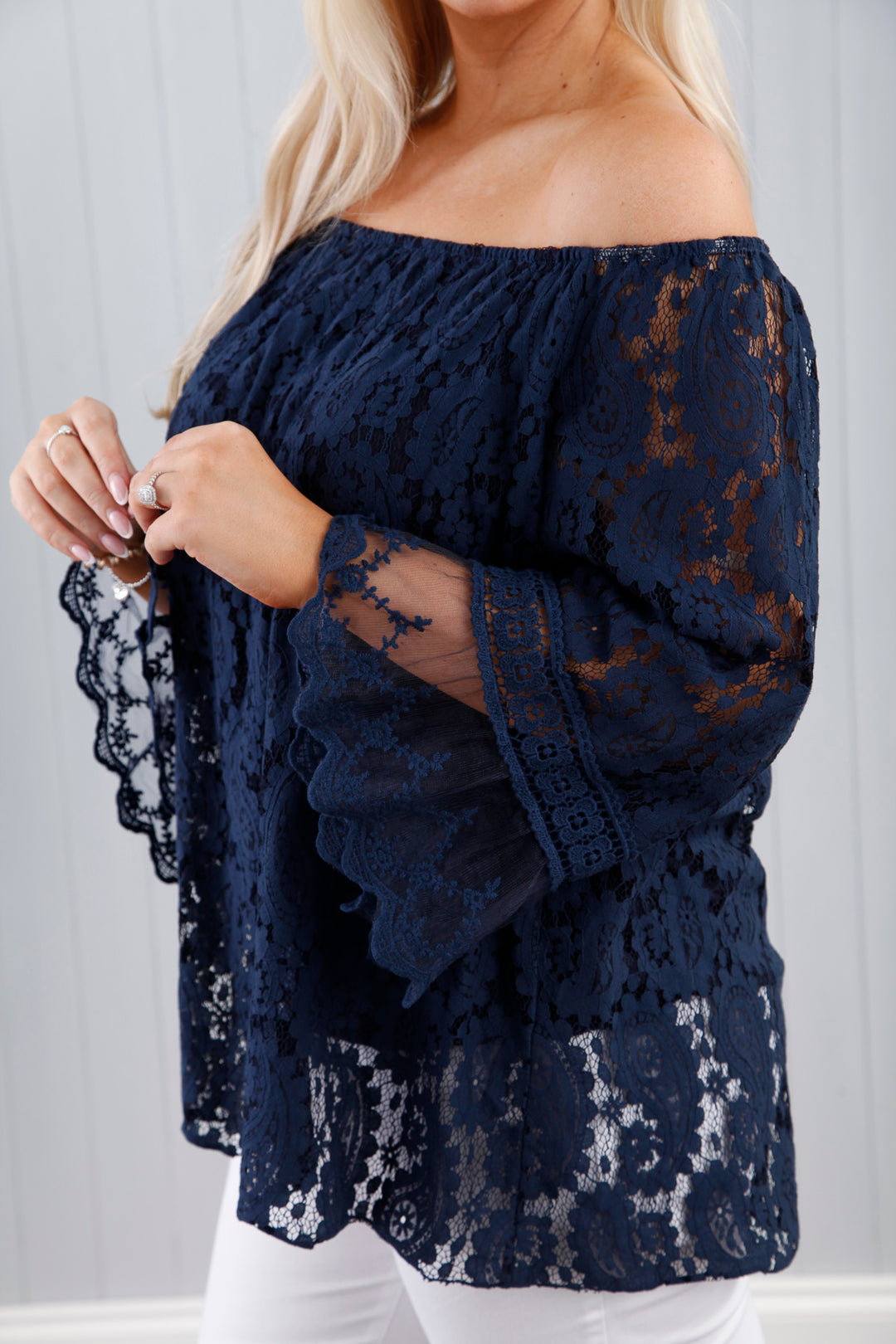 Laura Lace Top Navy