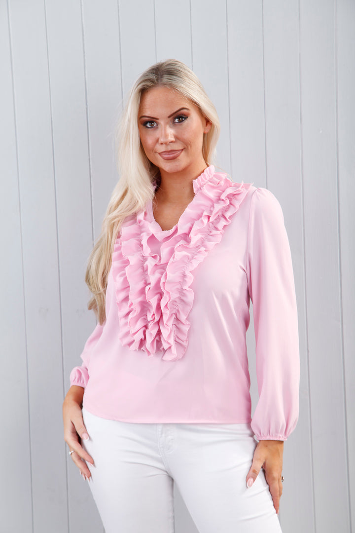 Megan Ruffle Blouse Pink SECONDS