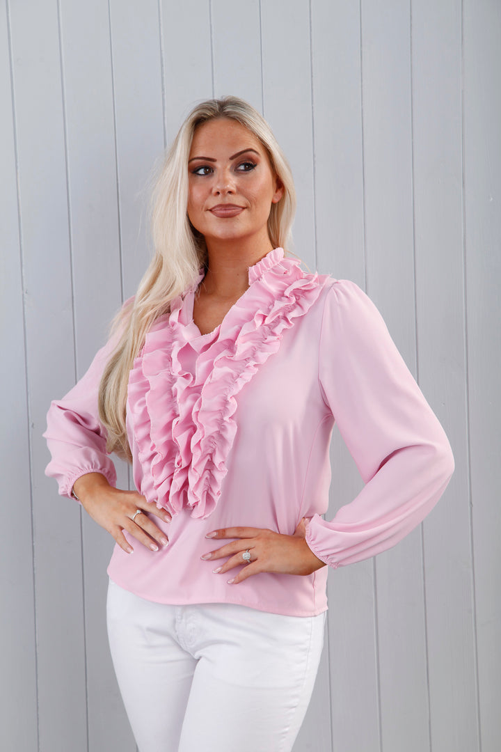 Megan Ruffle Blouse Pink