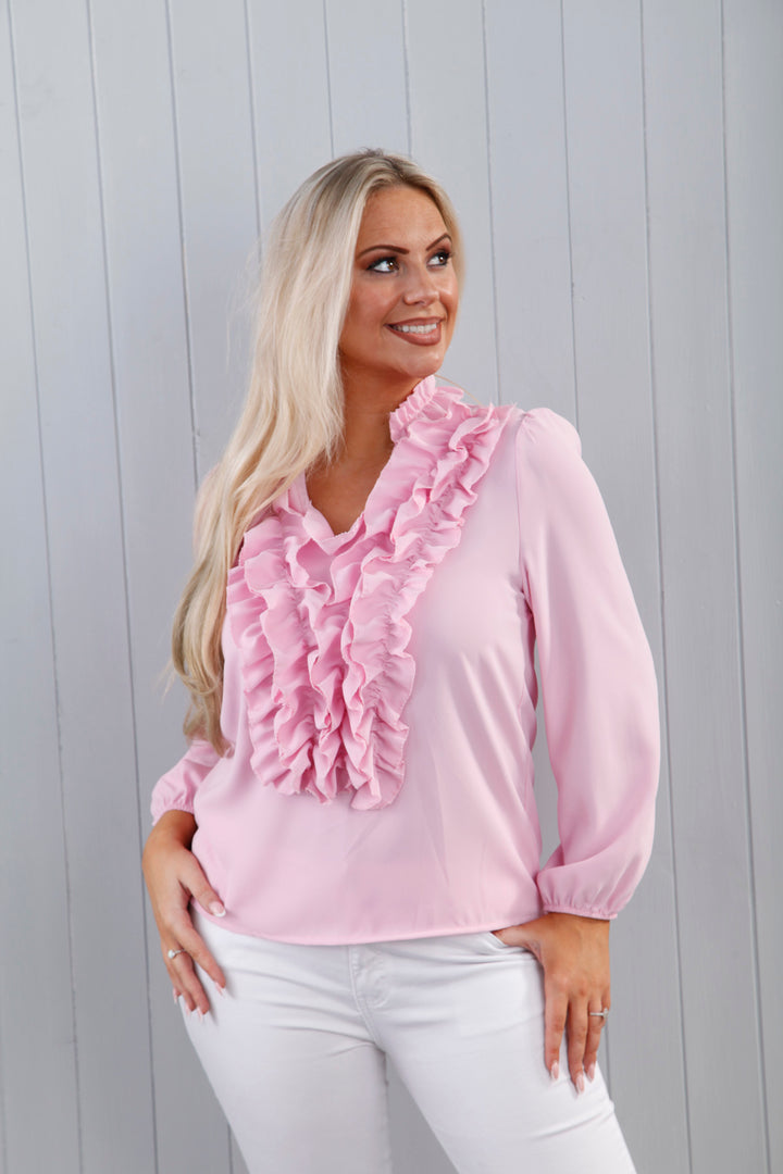 Megan Ruffle Blouse Pink SECONDS