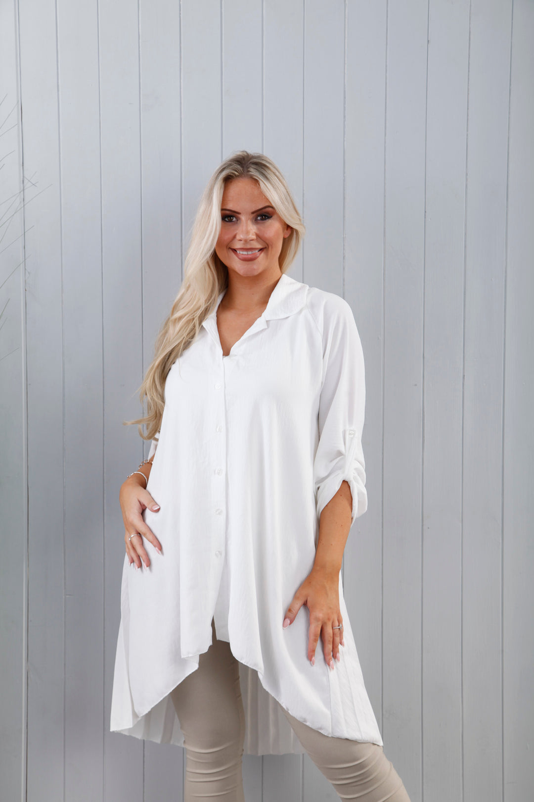 Lucy Pleat Shirt White