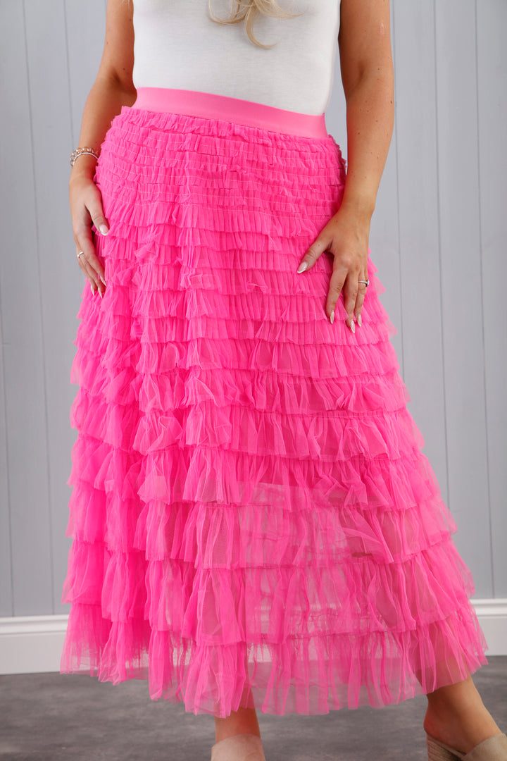 Seraphina Ruffle Skirt Hot Pink