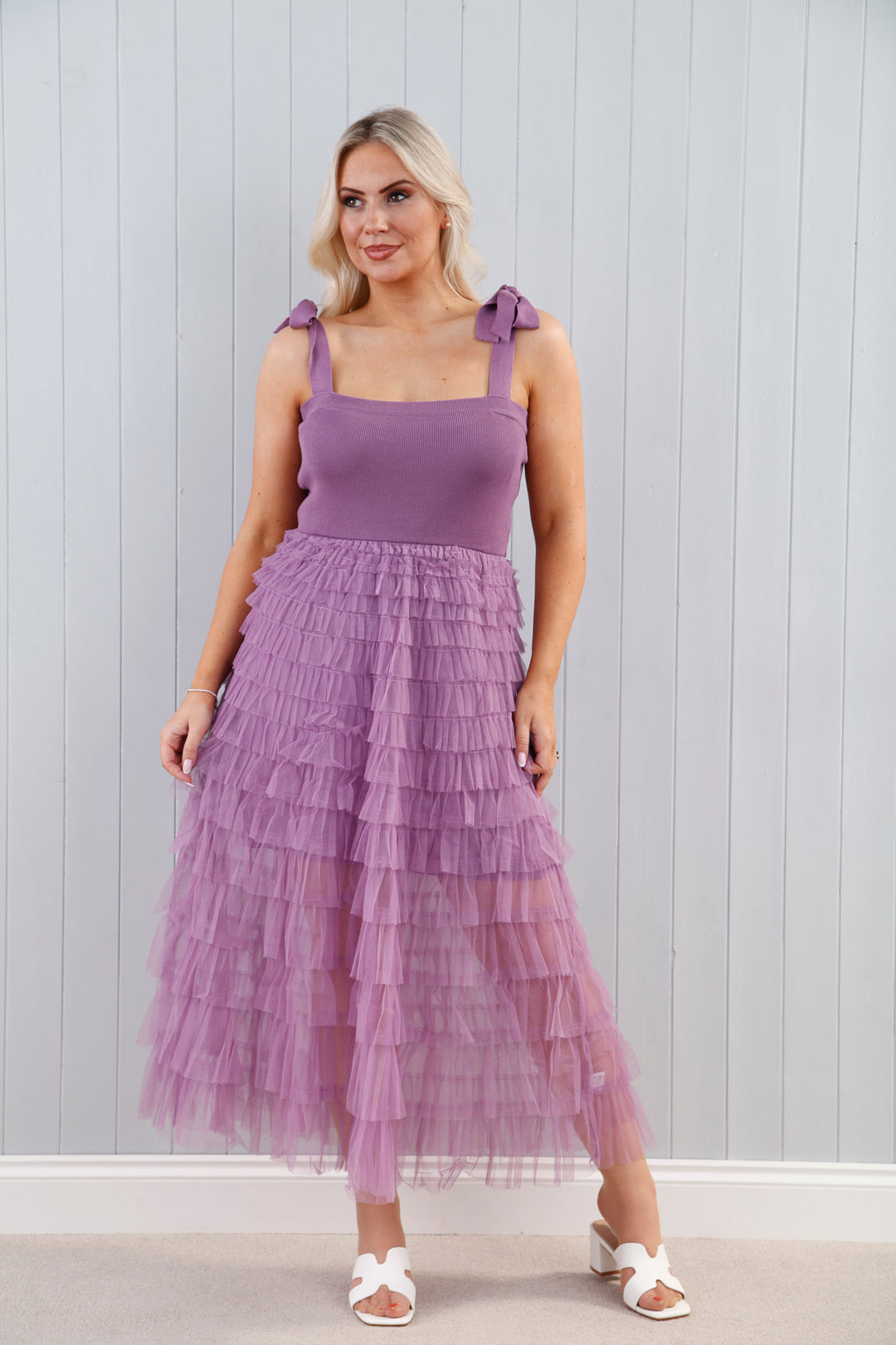 Giovanna Ruffle Dress Purple Rain