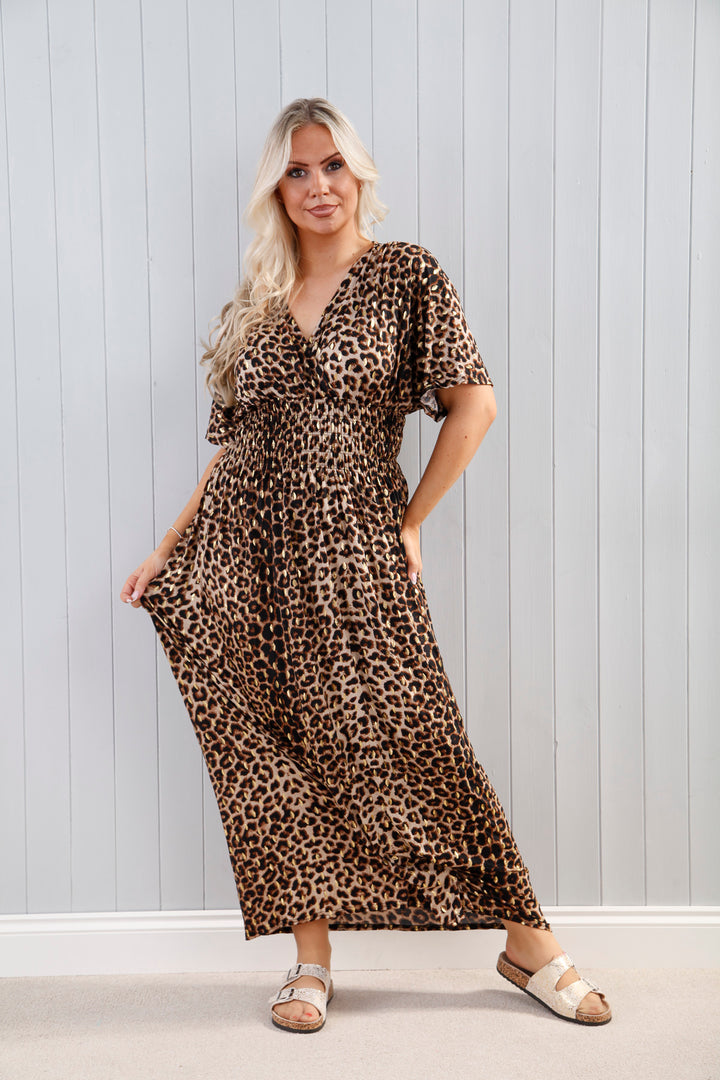 Laura Leopard Dress Tan