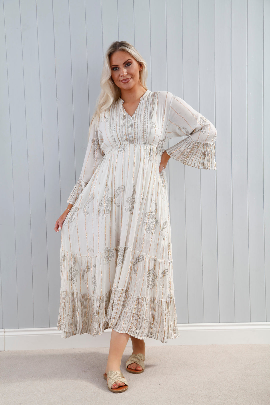 Portia Paisley Dress Cream Dream