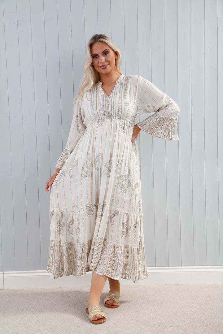 Portia Paisley Dress Cream Dream