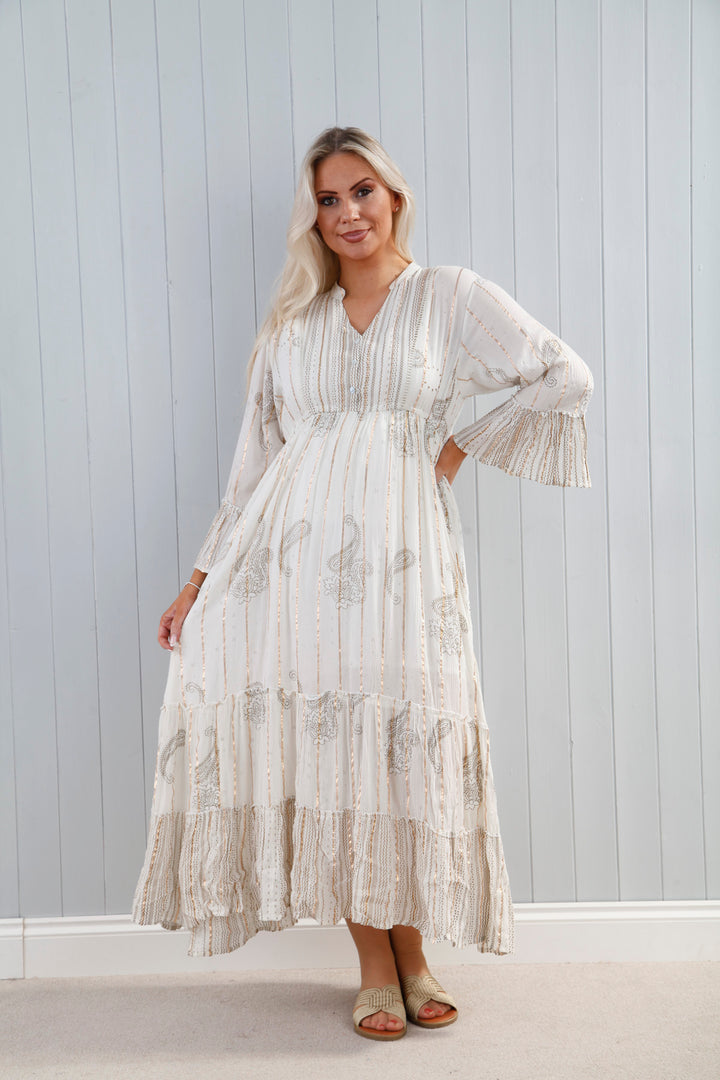 Portia Paisley Dress Cream Dream