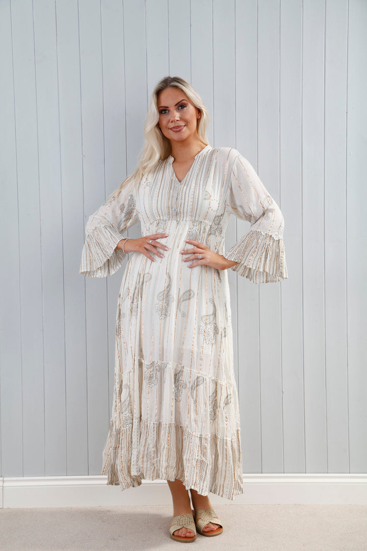 Portia Paisley Dress Cream Dream