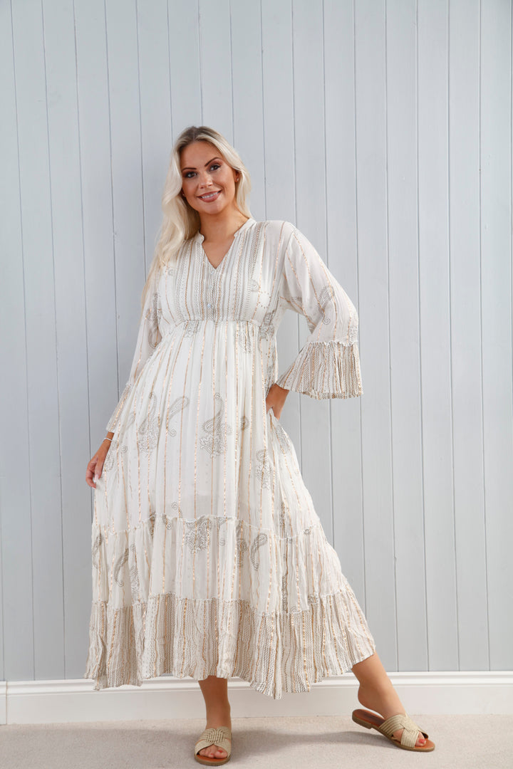 Portia Paisley Dress Cream Dream