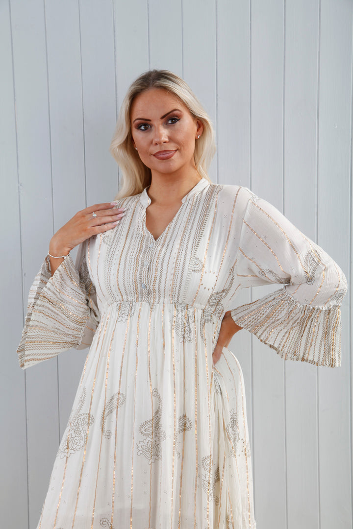 Portia Paisley Dress Cream Dream