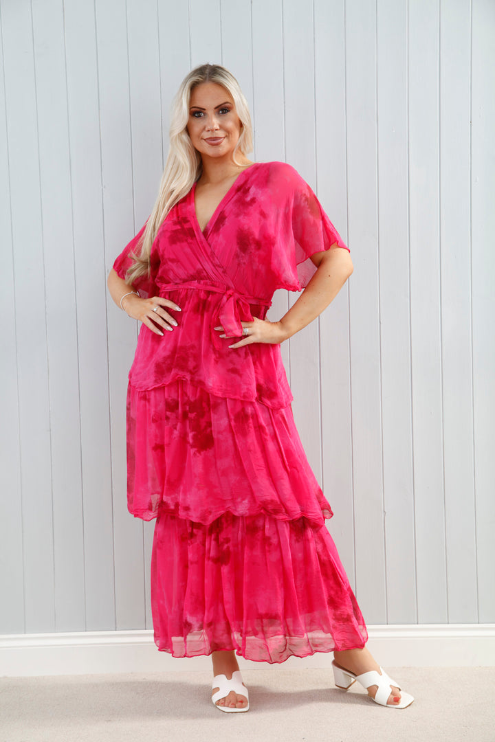 Loretta Tiered Dress Raspberry