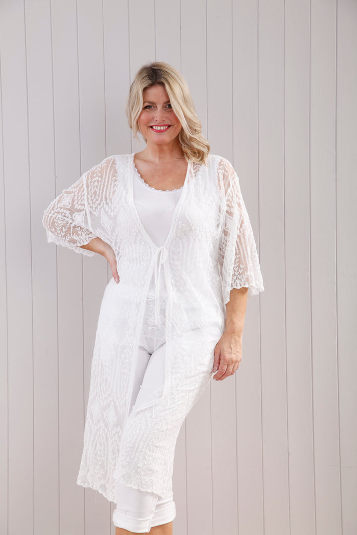 Lola Longline Cardigan White