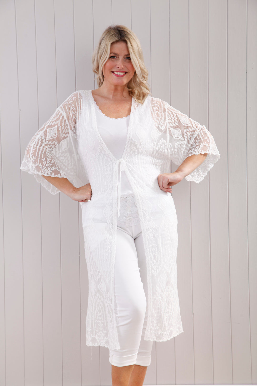 Lola Longline Cardigan White