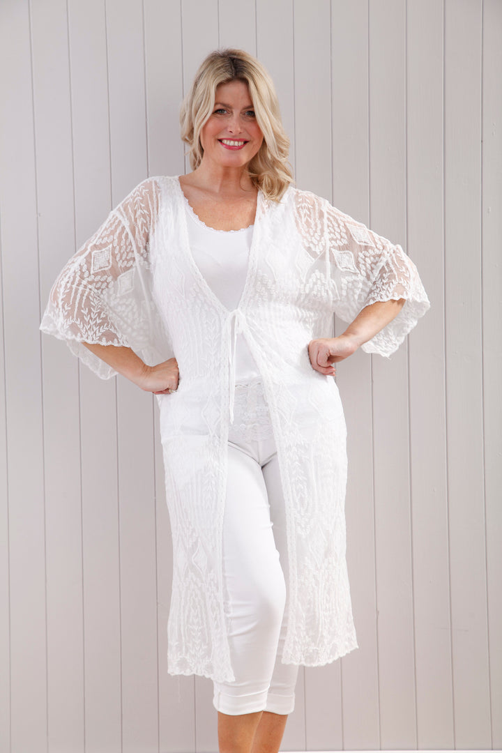 Lola Longline Cardigan White
