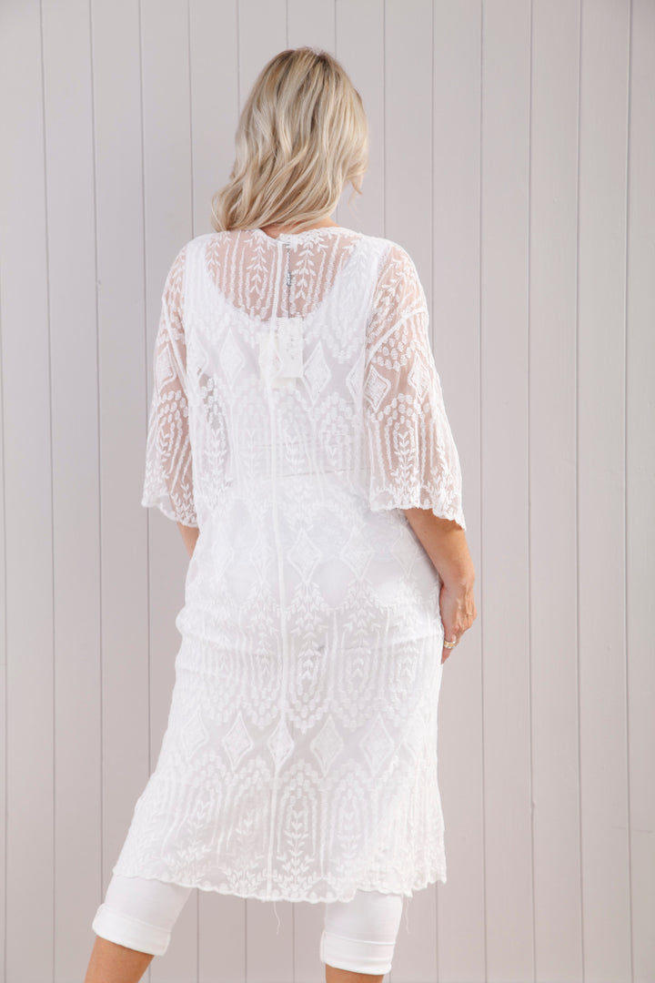 Lola Longline Cardigan White
