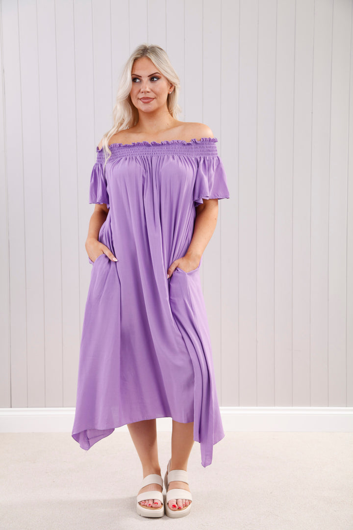 Blair Bardot Dress Lavender