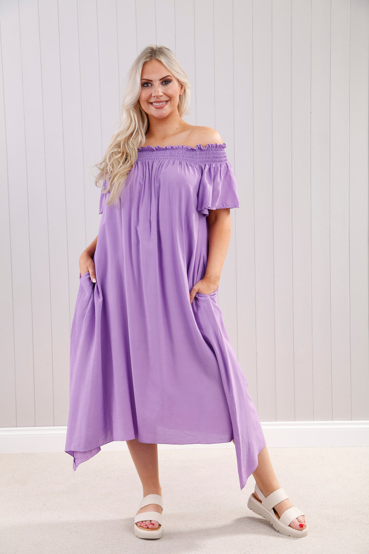 Blair Bardot Dress Lavender