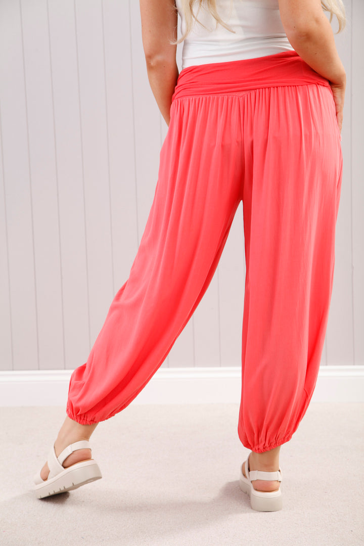 Coral Plain Harem Pants