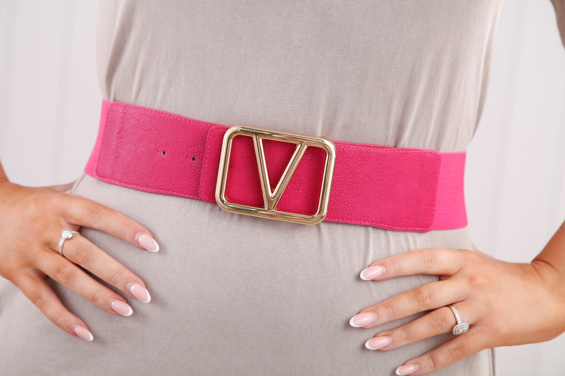 Galentino Stretch Belt Fuchsia Gold