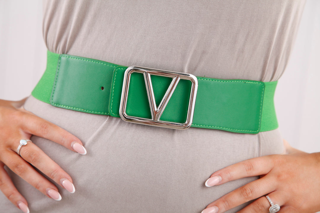 Galentino Stretch Belt Emerald/Silver