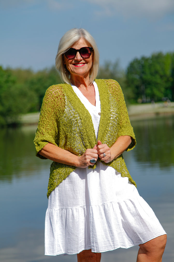 Pippa Popcorn Shrug Cardigan Pistachio