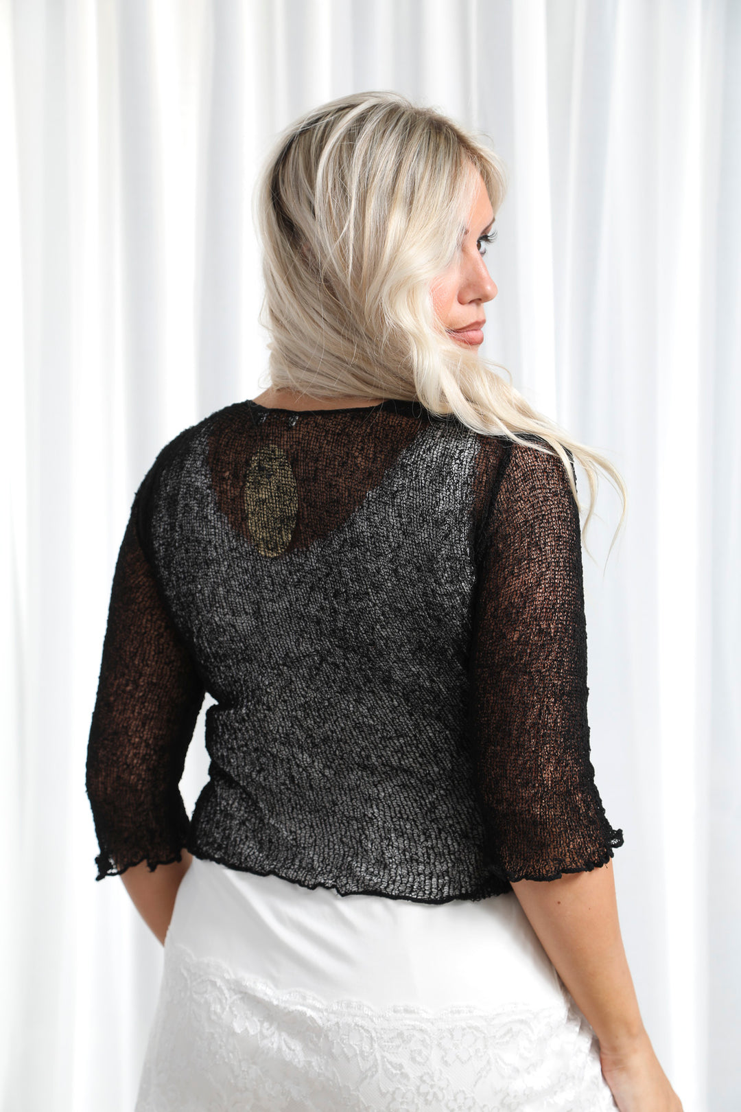 Simone Cobweb Shrug Black