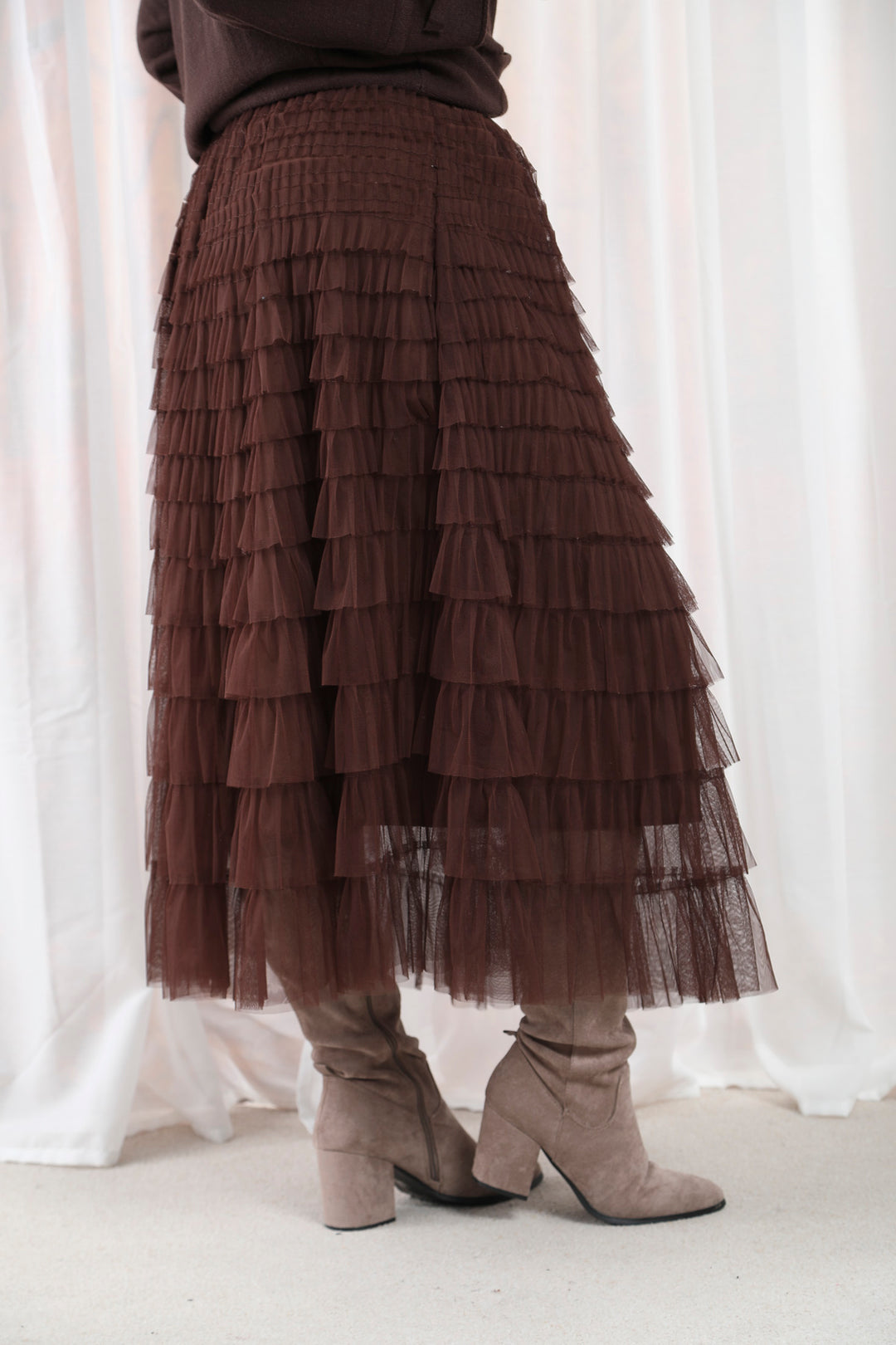 Seraphina Ruffle Skirt Chocolate