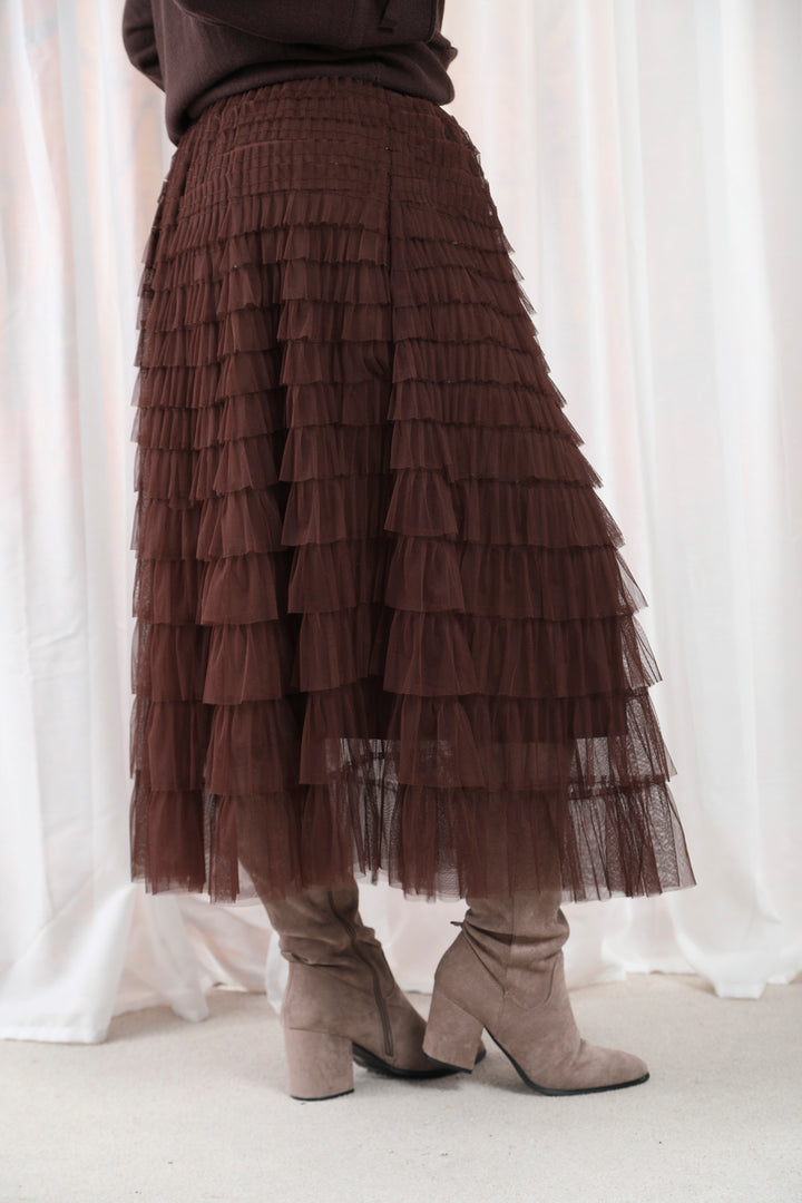 Seraphina Ruffle Skirt Chocolate