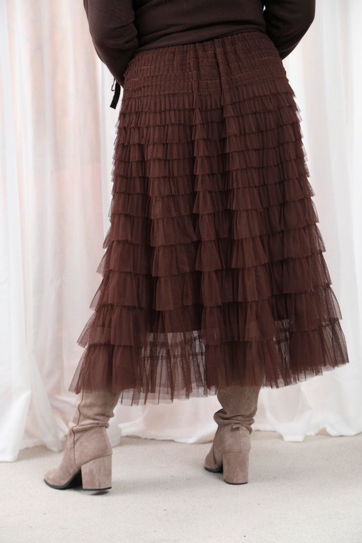 Seraphina Ruffle Skirt Chocolate