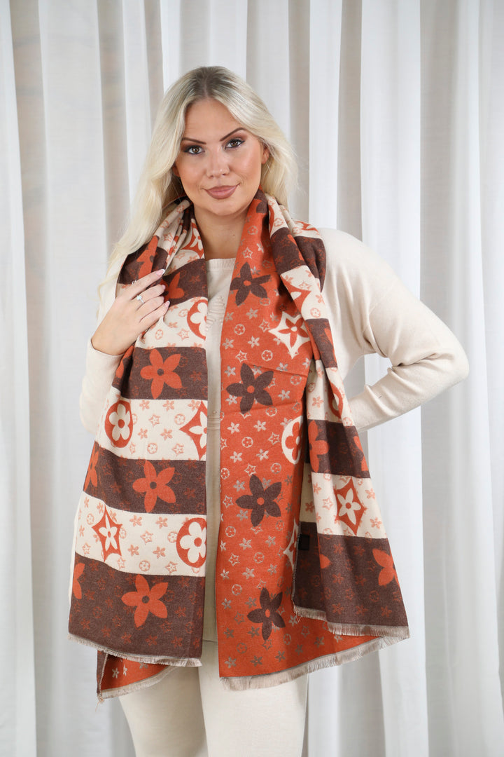 Circle flower scarf  Orange