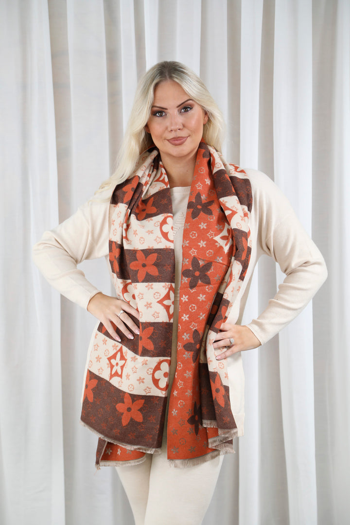Circle flower scarf  Orange
