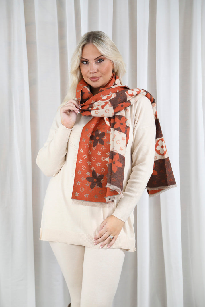 Circle flower scarf  Orange