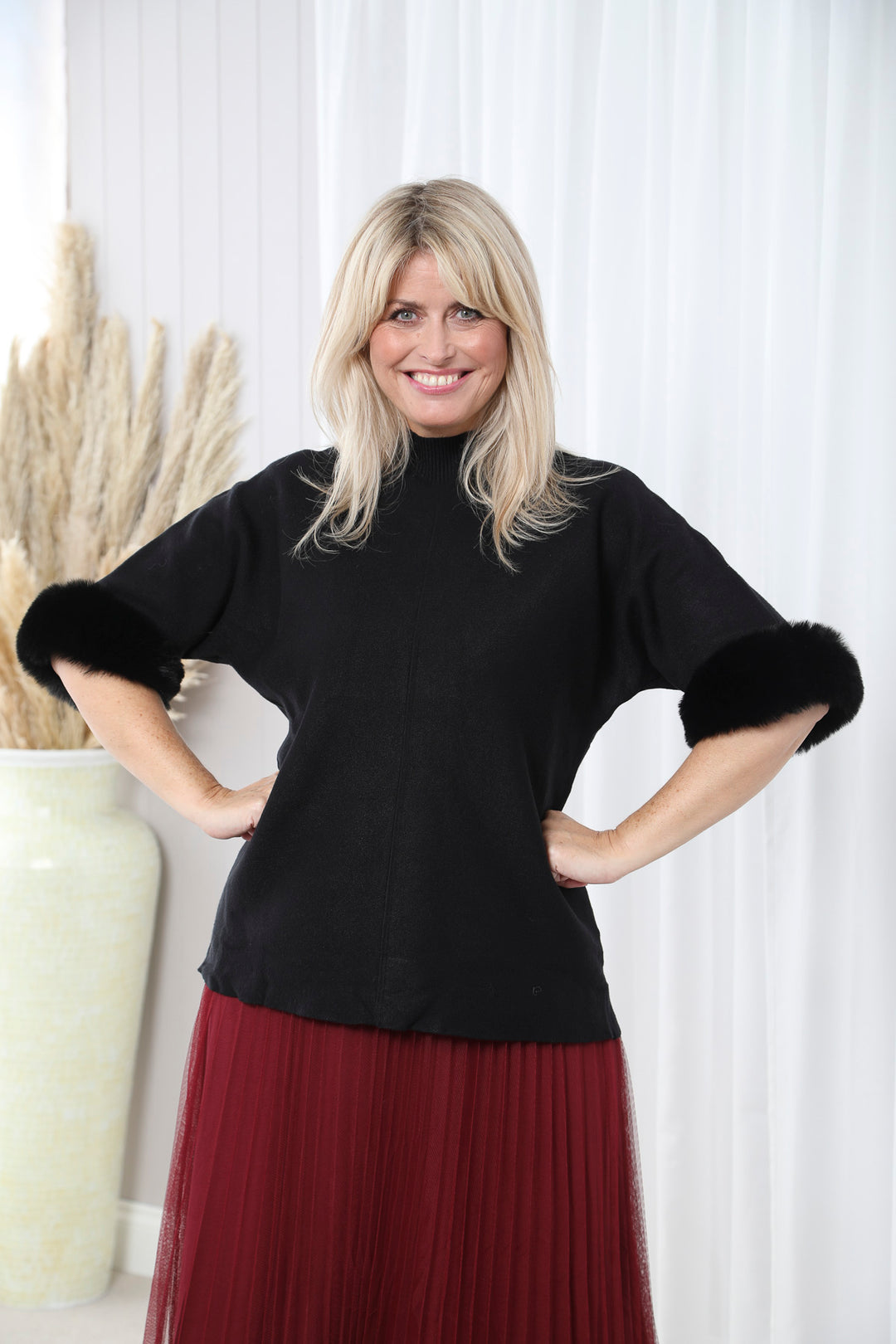 Sadie Faux Fur Jumper Black