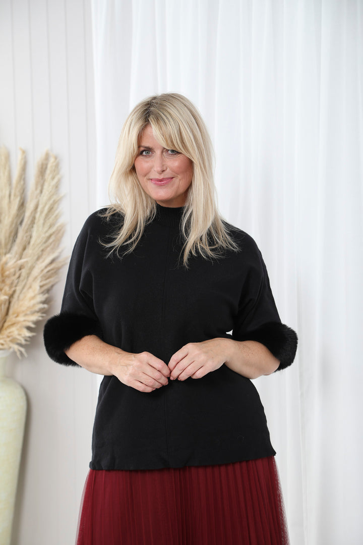 Sadie Faux Fur Jumper Black